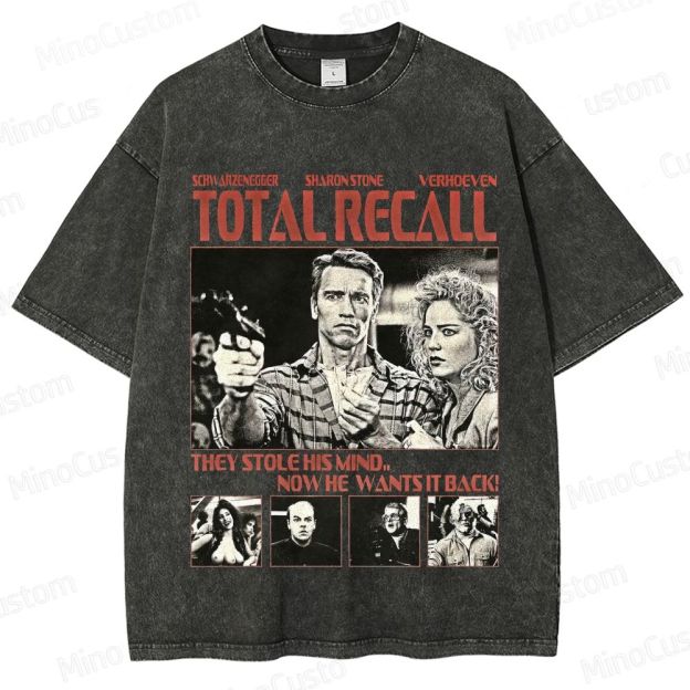 Total Recall Vintage Washed Sci - Fi Action Movie T - Shirt