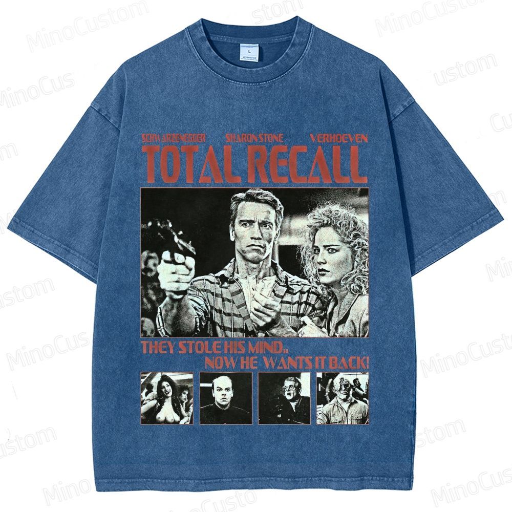 Total Recall Vintage Washed Sci - Fi Action Movie T - Shirt