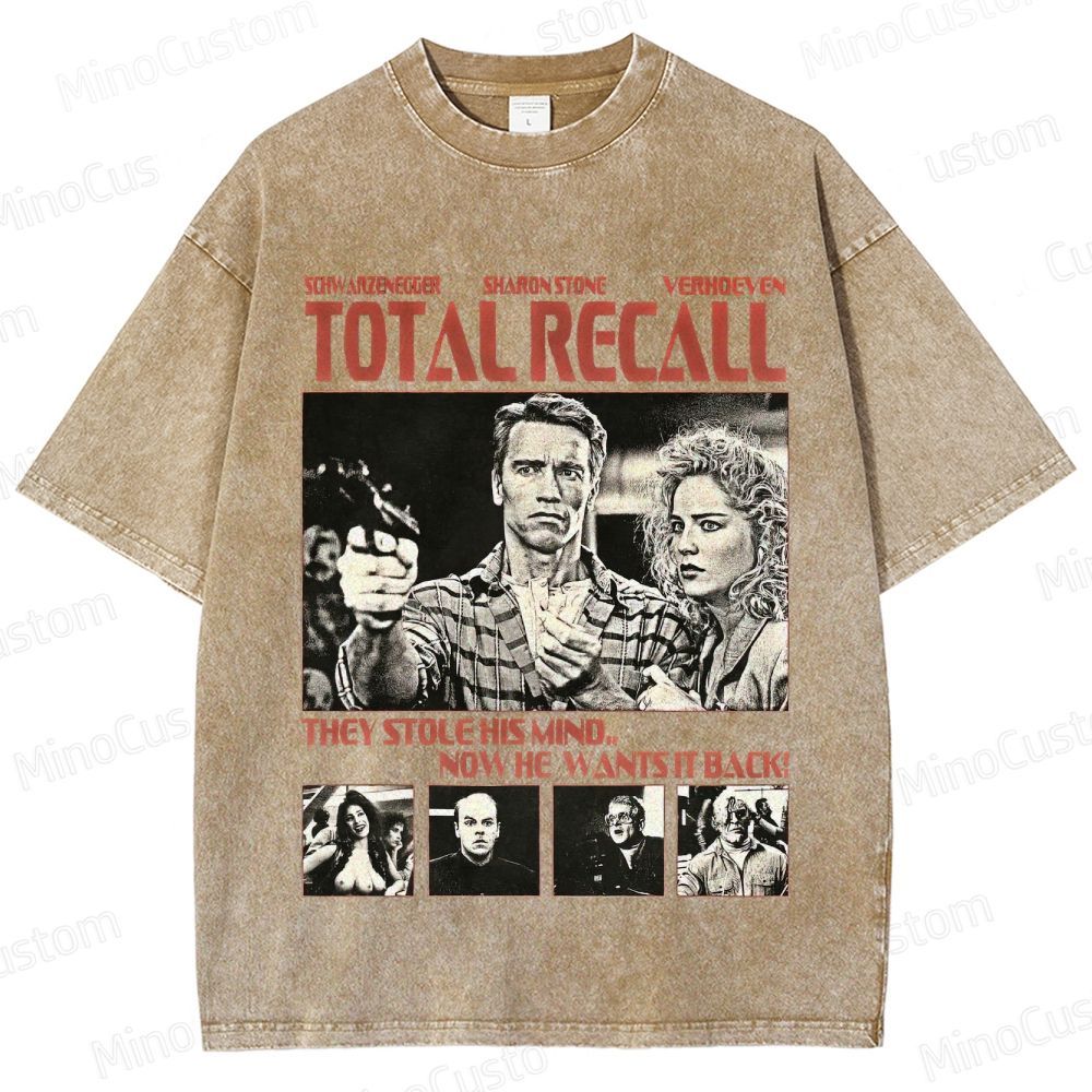 Total Recall Vintage Washed Sci - Fi Action Movie T - Shirt