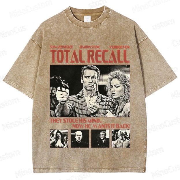 Total Recall Vintage Washed Sci - Fi Action Movie T - Shirt