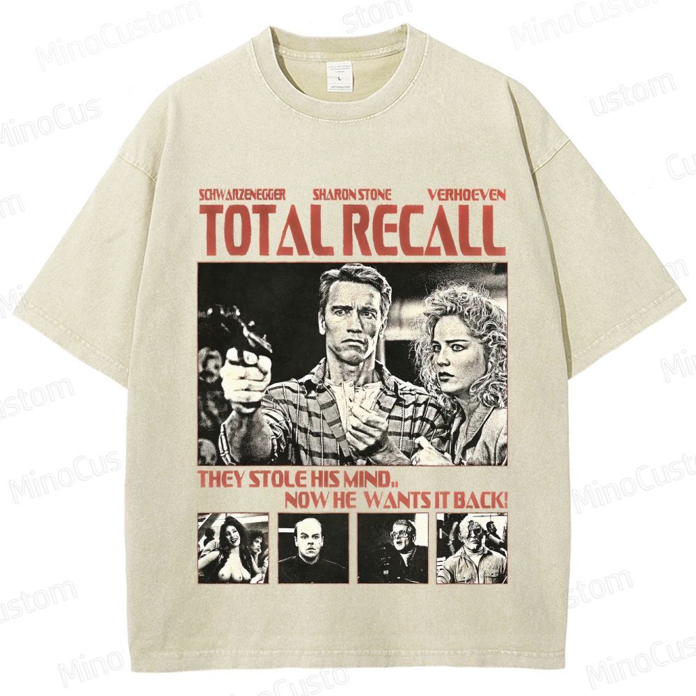 Total Recall Vintage Washed Sci - Fi Action Movie T - Shirt