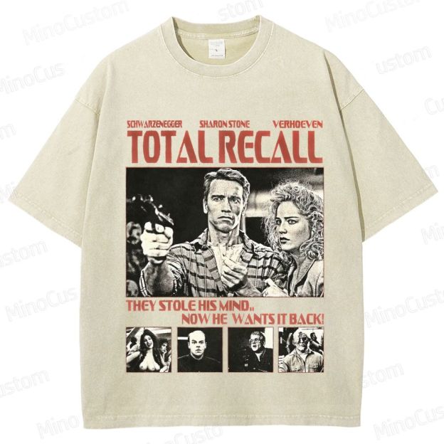 Total Recall Vintage Washed Sci - Fi Action Movie T - Shirt