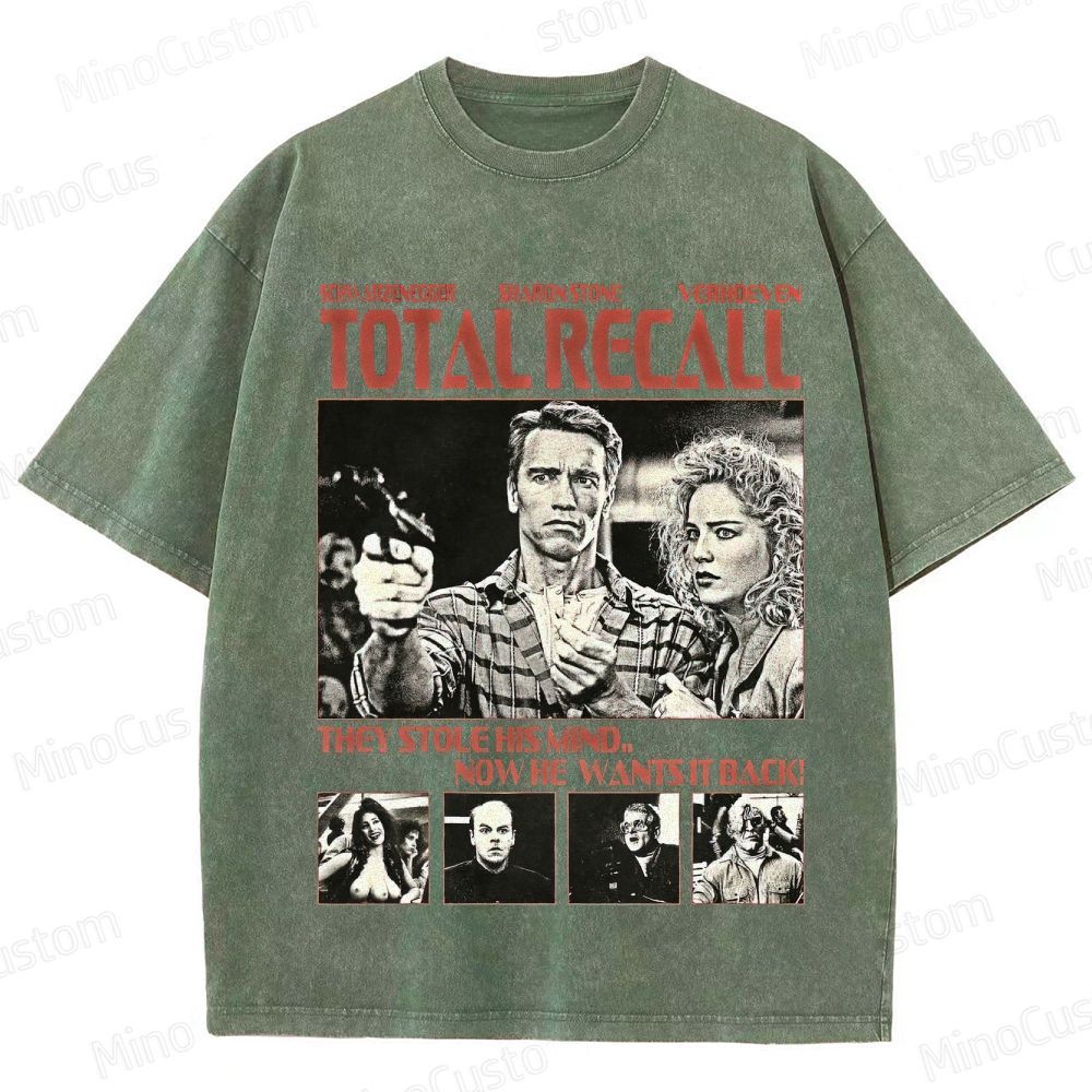 Total Recall Vintage Washed Sci - Fi Action Movie T - Shirt
