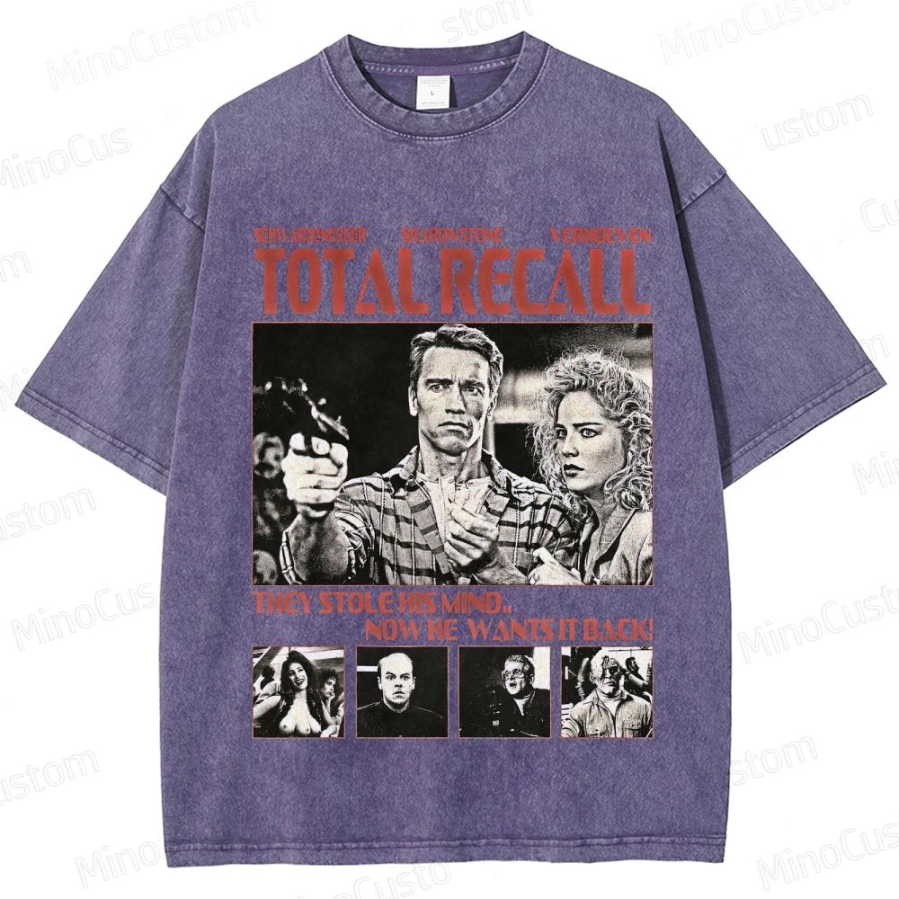 Total Recall Vintage Washed Sci - Fi Action Movie T - Shirt