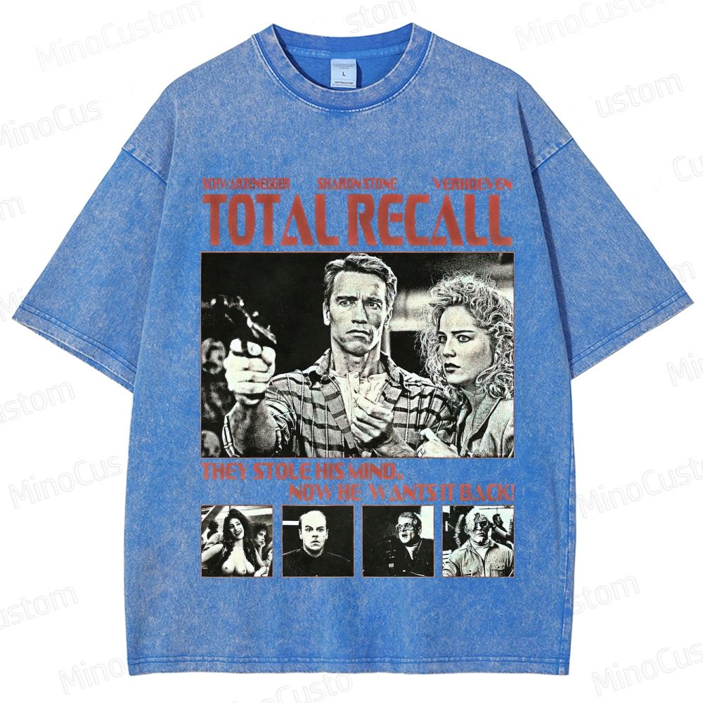 Total Recall Vintage Washed Sci - Fi Action Movie T - Shirt