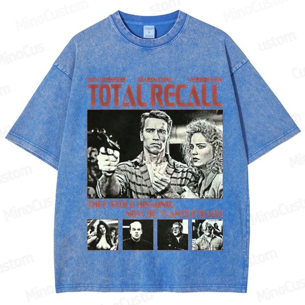 Total Recall Vintage Washed Sci - Fi Action Movie T - Shirt