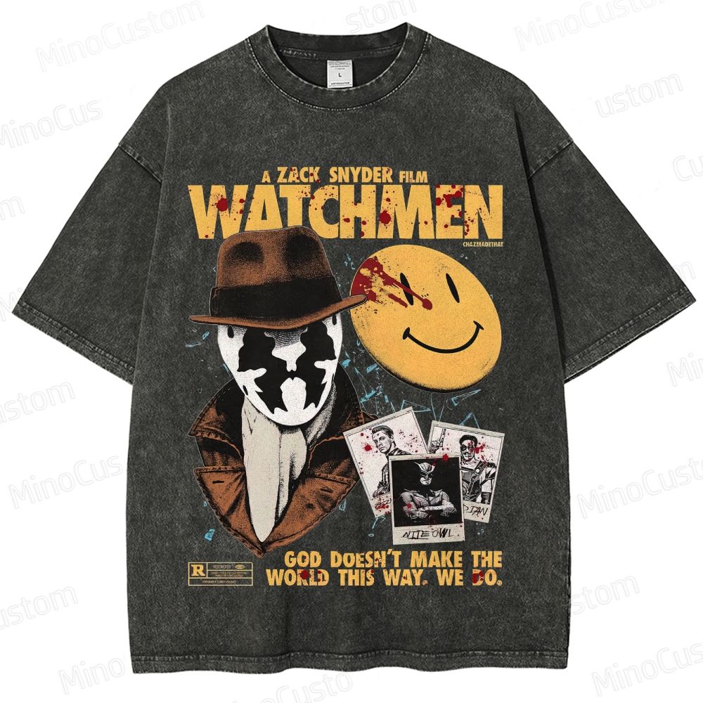 Watchmen Vintage Washed Superhero Movie T - Shirt
