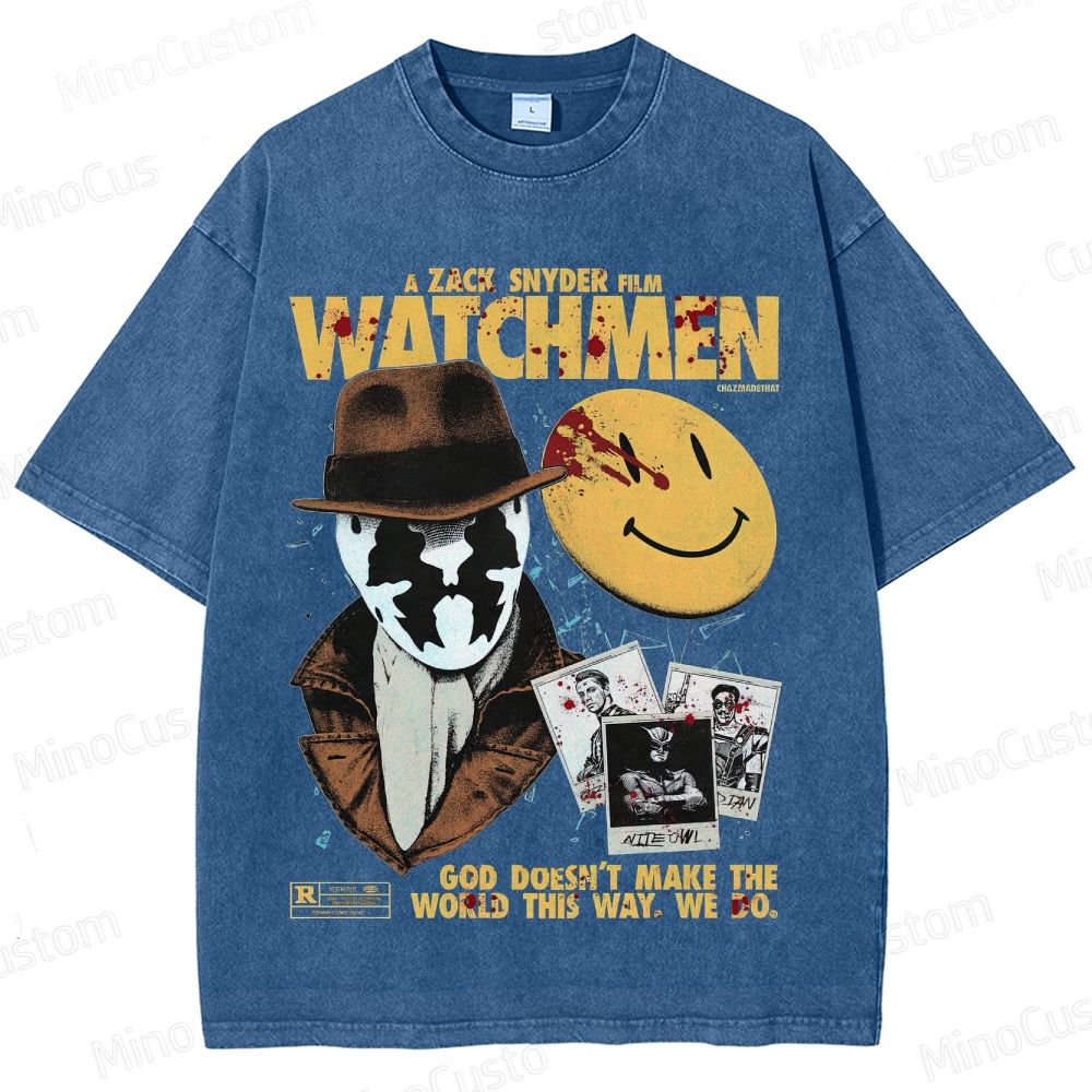 Watchmen Vintage Washed Superhero Movie T - Shirt
