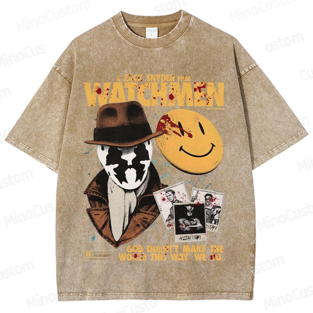 Watchmen Vintage Washed Superhero Movie T - Shirt