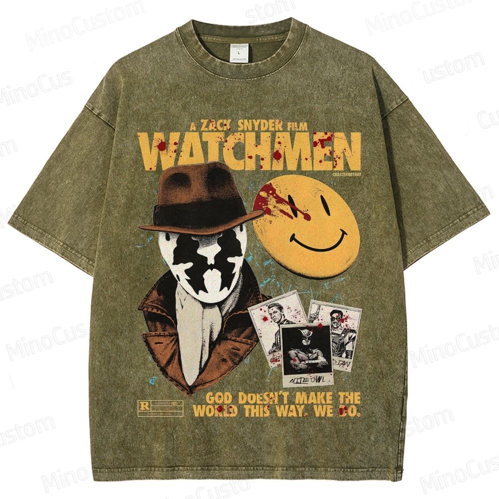 Watchmen Vintage Washed Superhero Movie T - Shirt