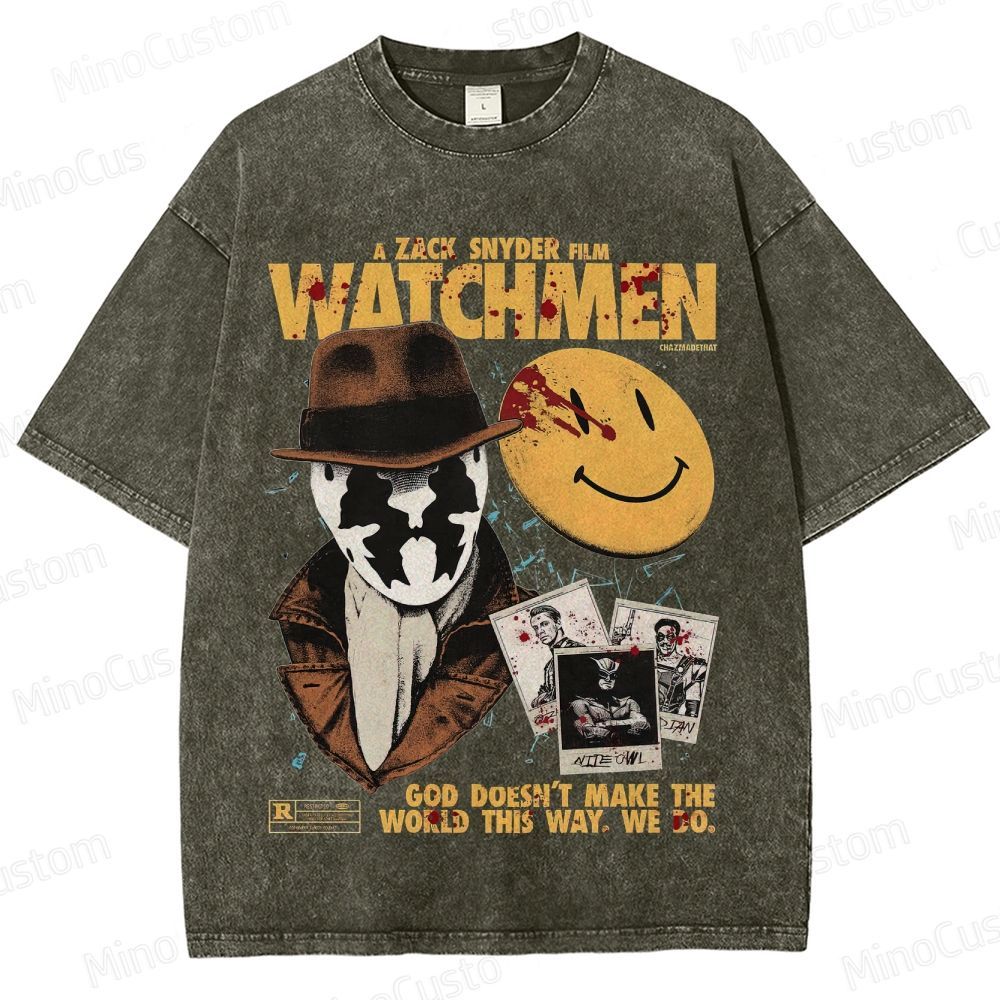 Watchmen Vintage Washed Superhero Movie T - Shirt