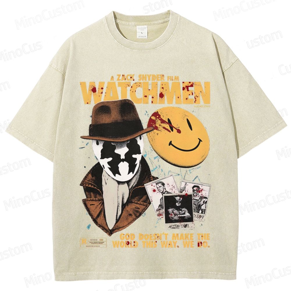 Watchmen Vintage Washed Superhero Movie T - Shirt