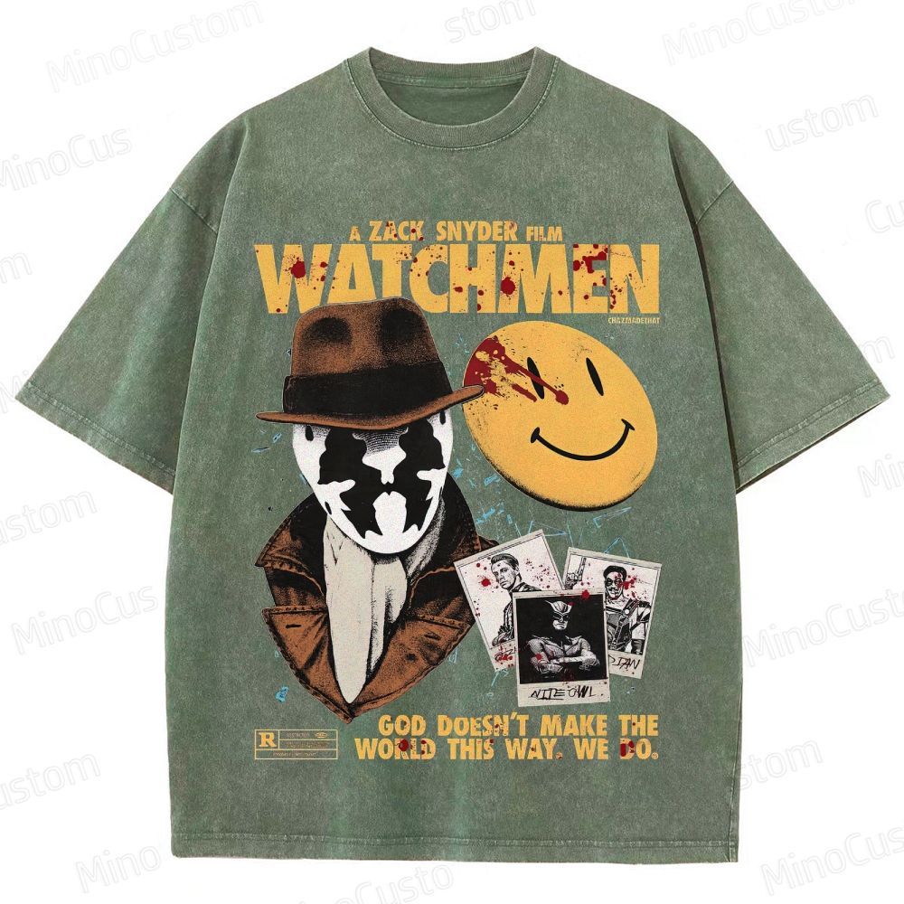 Watchmen Vintage Washed Superhero Movie T - Shirt