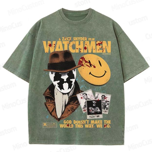 Watchmen Vintage Washed Superhero Movie T - Shirt