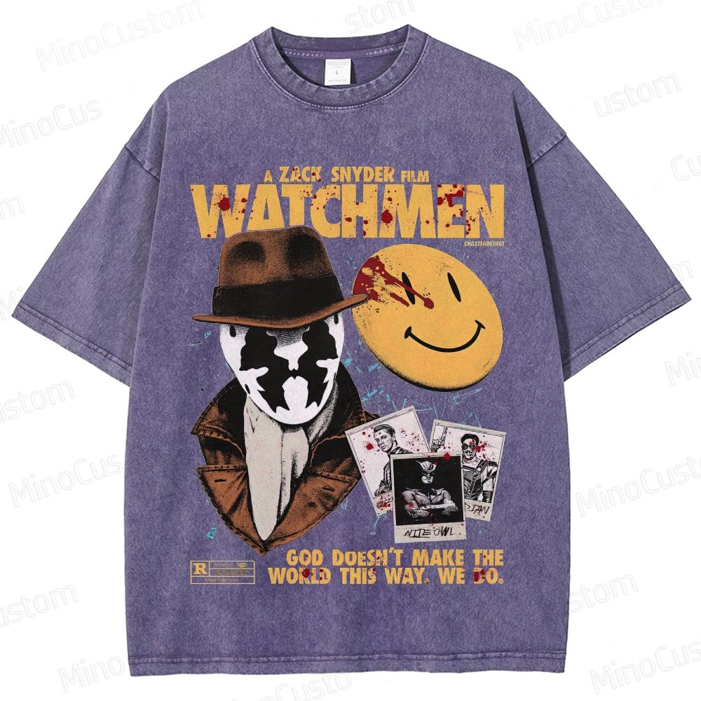 Watchmen Vintage Washed Superhero Movie T - Shirt