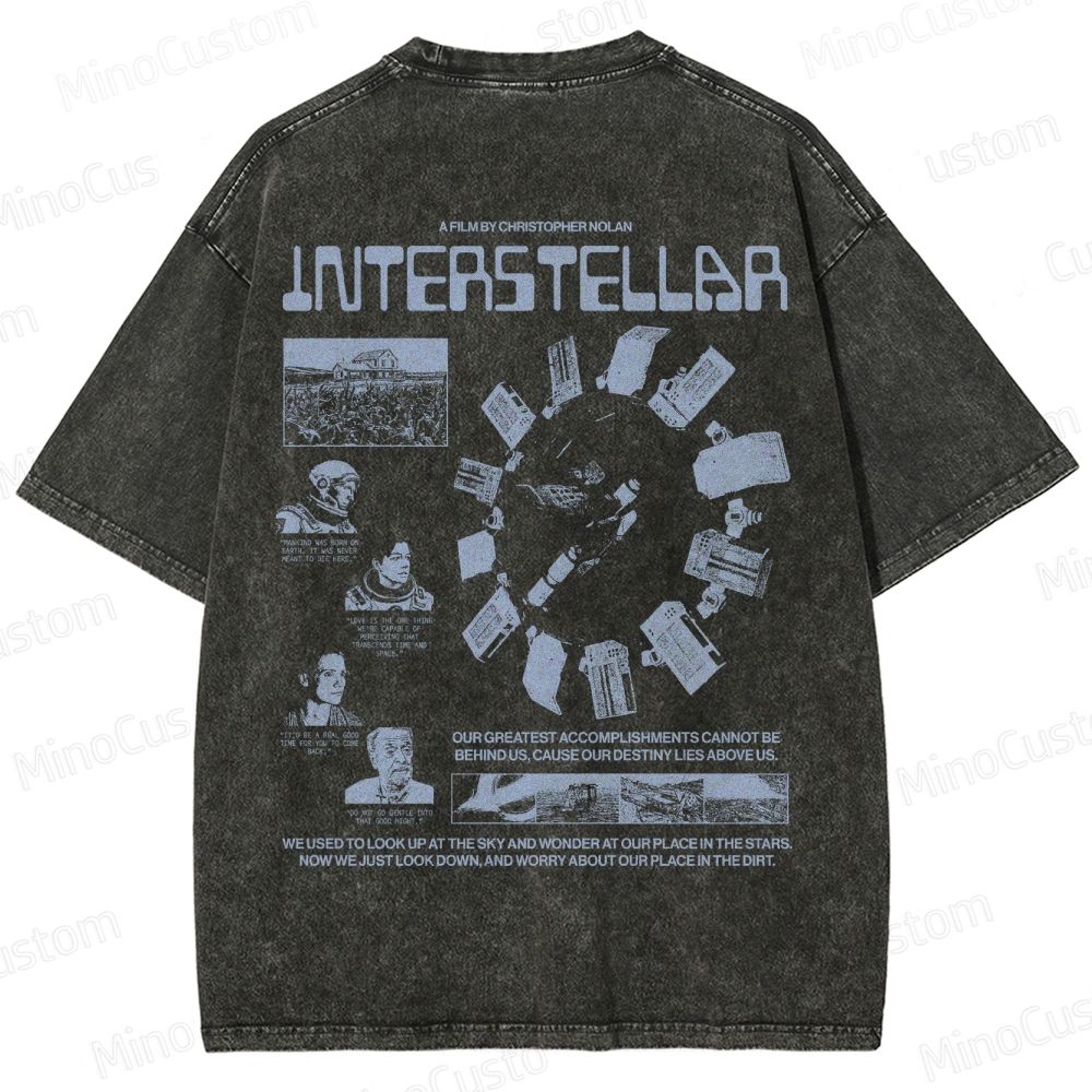 Interstellar Sci-Fi Quote Collage Washed T-Shirt 