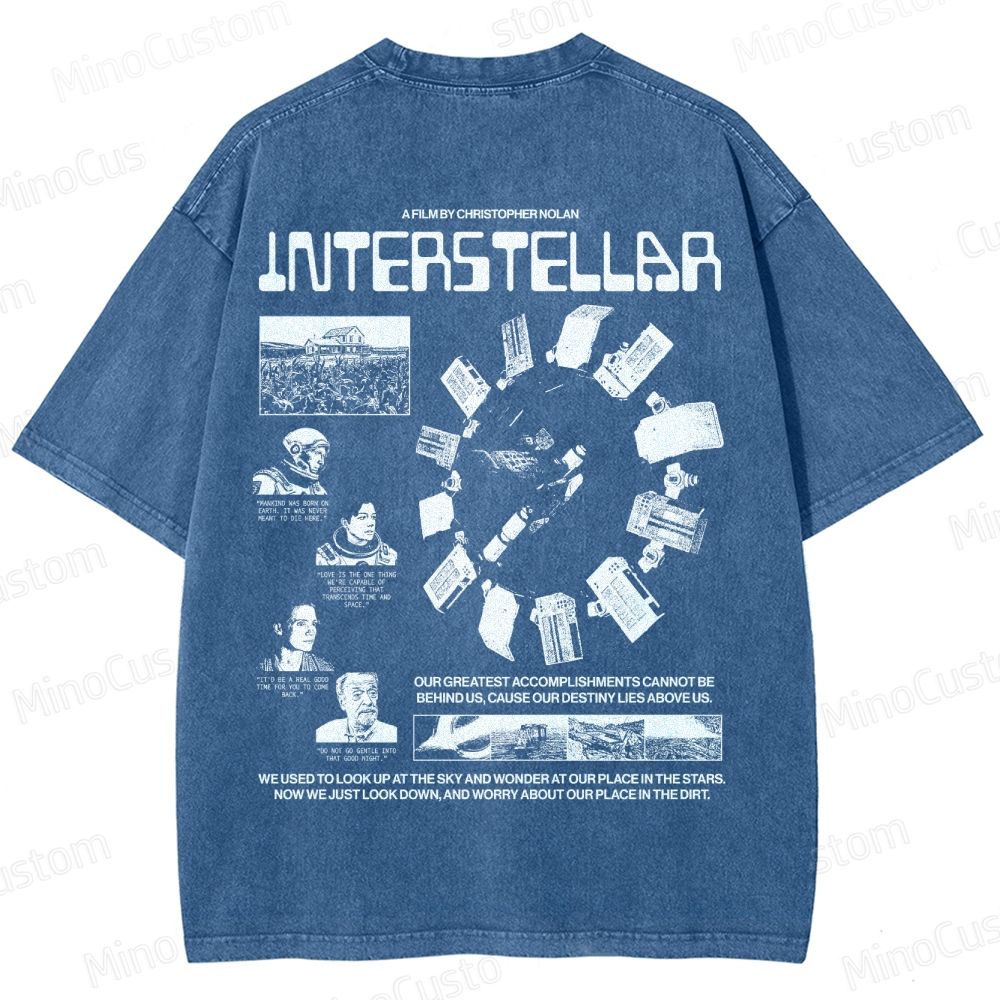 Interstellar Sci-Fi Quote Collage Washed T-Shirt 