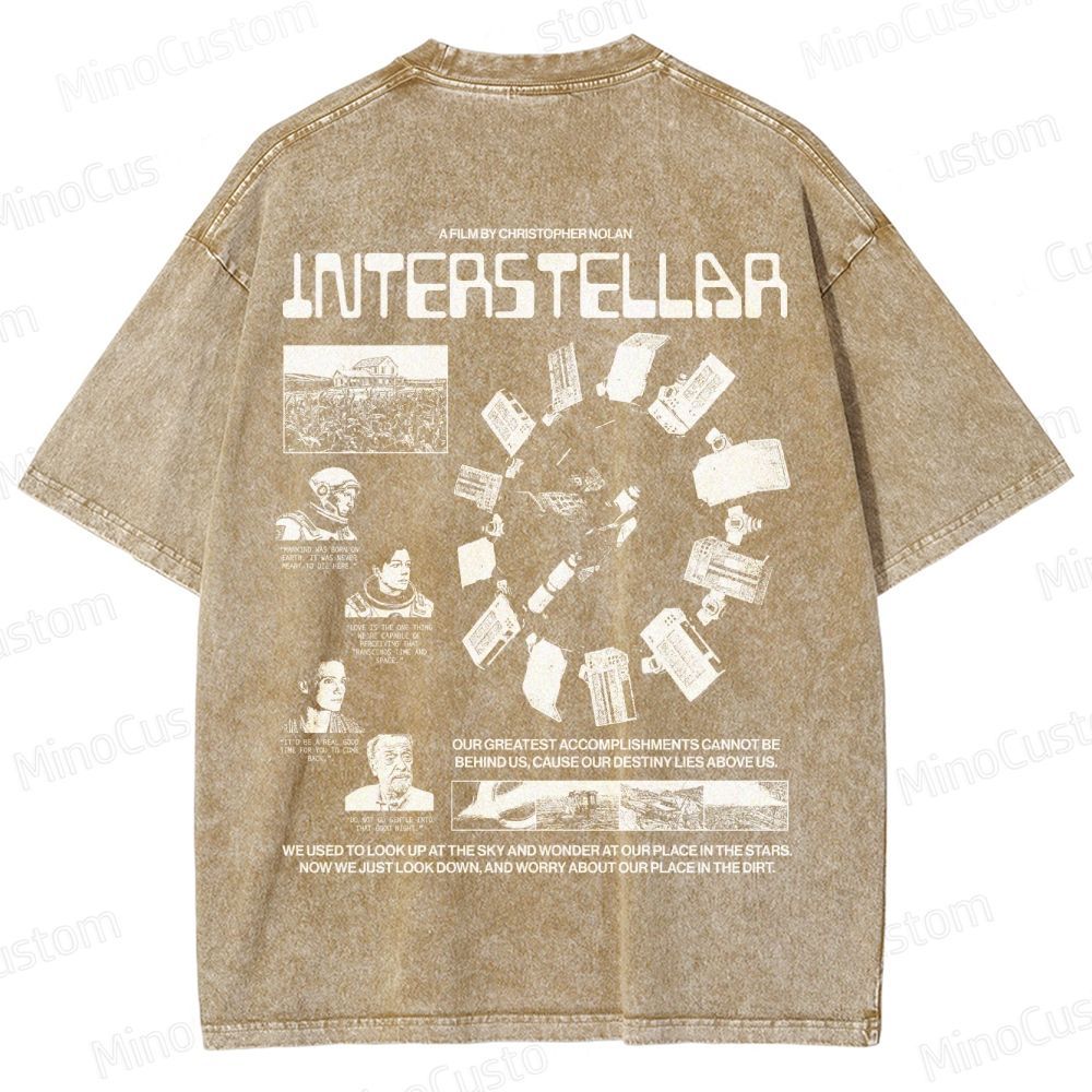Interstellar Sci-Fi Quote Collage Washed T-Shirt 