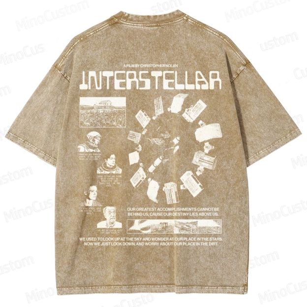Interstellar Sci-Fi Quote Collage Washed T-Shirt 