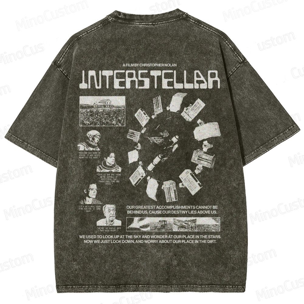 Interstellar Sci-Fi Quote Collage Washed T-Shirt 