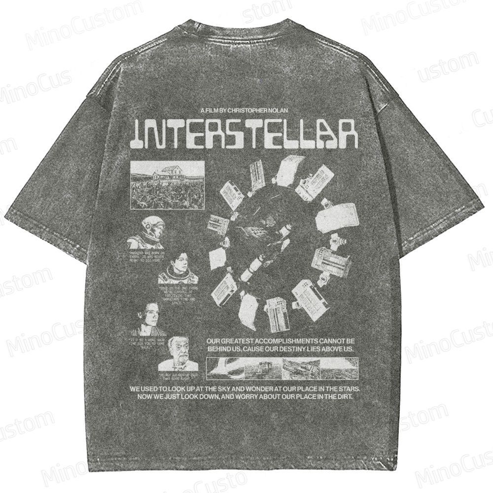 Interstellar Sci-Fi Quote Collage Washed T-Shirt 