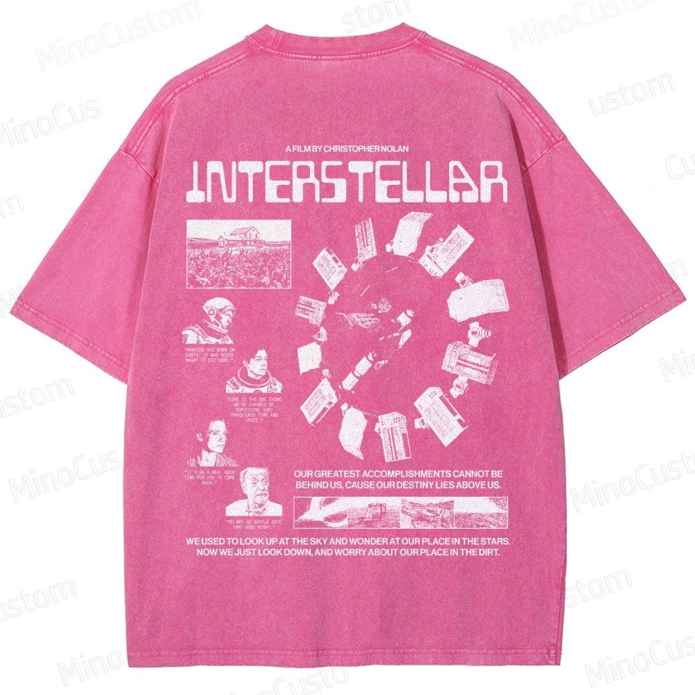 Interstellar Sci-Fi Quote Collage Washed T-Shirt 