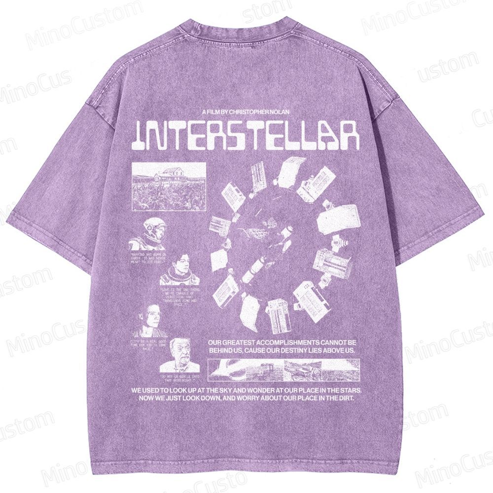 Interstellar Sci-Fi Quote Collage Washed T-Shirt 