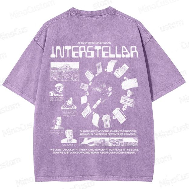 Interstellar Sci-Fi Quote Collage Washed T-Shirt 