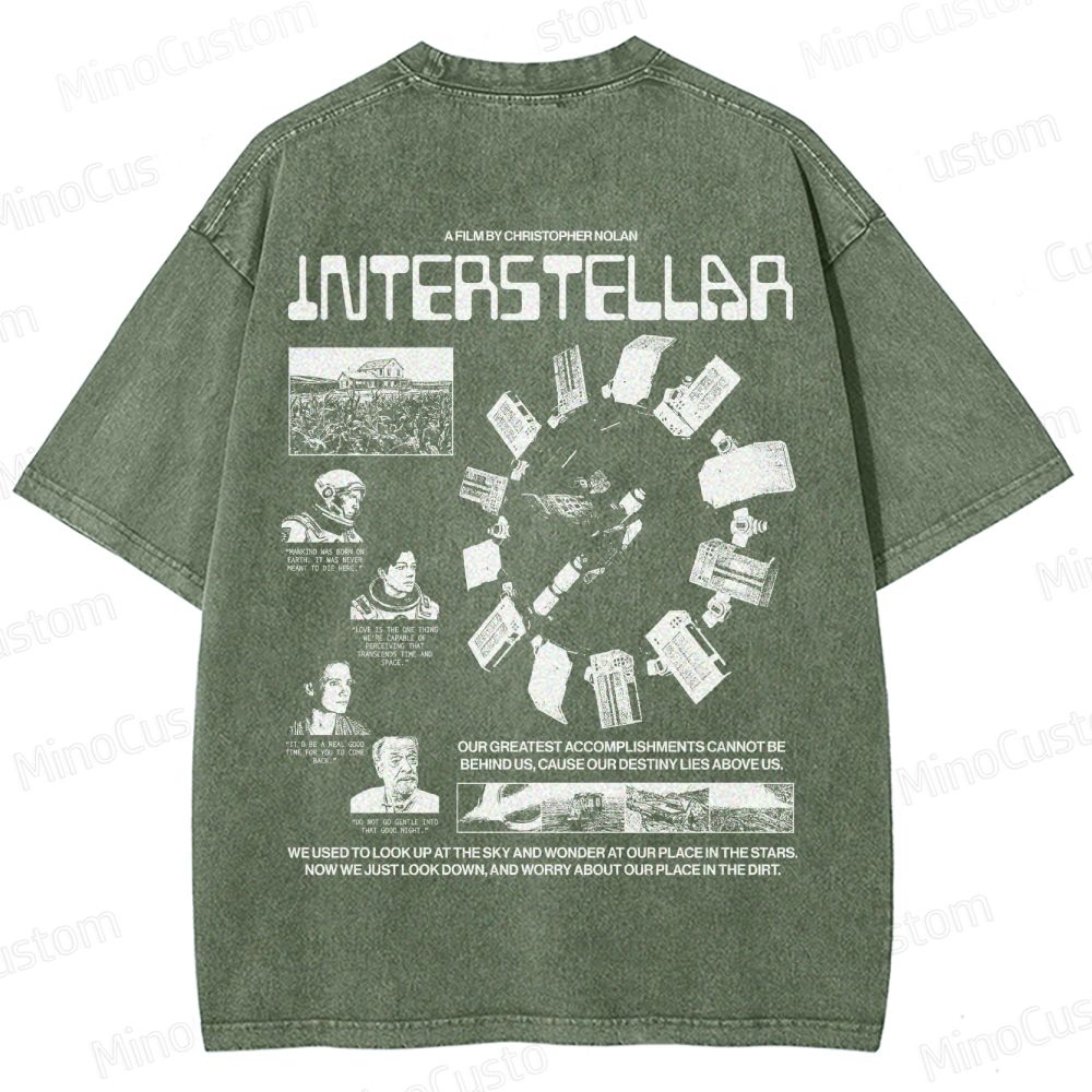 Interstellar Sci-Fi Quote Collage Washed T-Shirt 