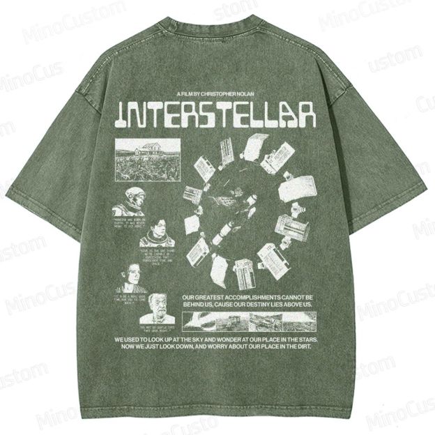 Interstellar Sci-Fi Quote Collage Washed T-Shirt 