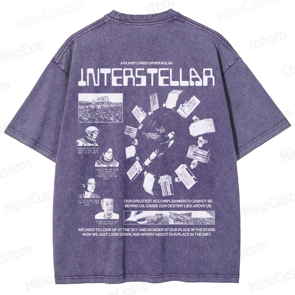 Interstellar Sci-Fi Quote Collage Washed T-Shirt 