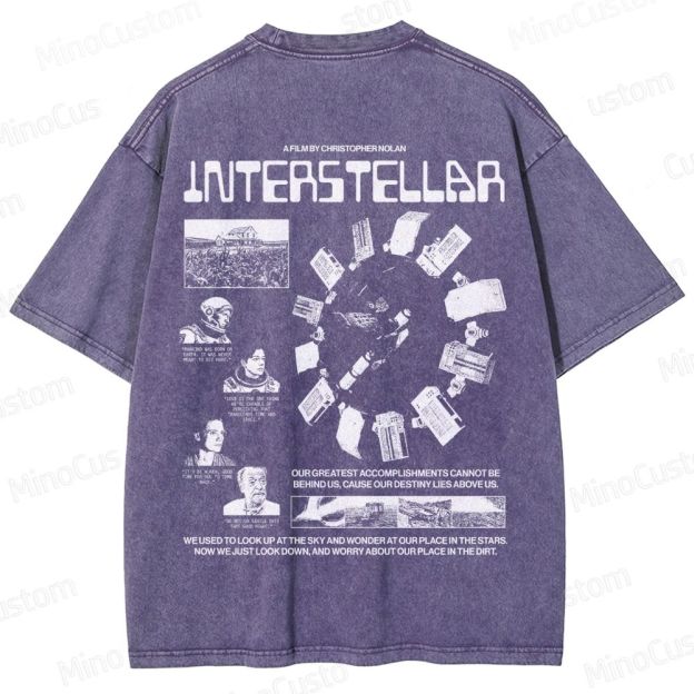 Interstellar Sci-Fi Quote Collage Washed T-Shirt 