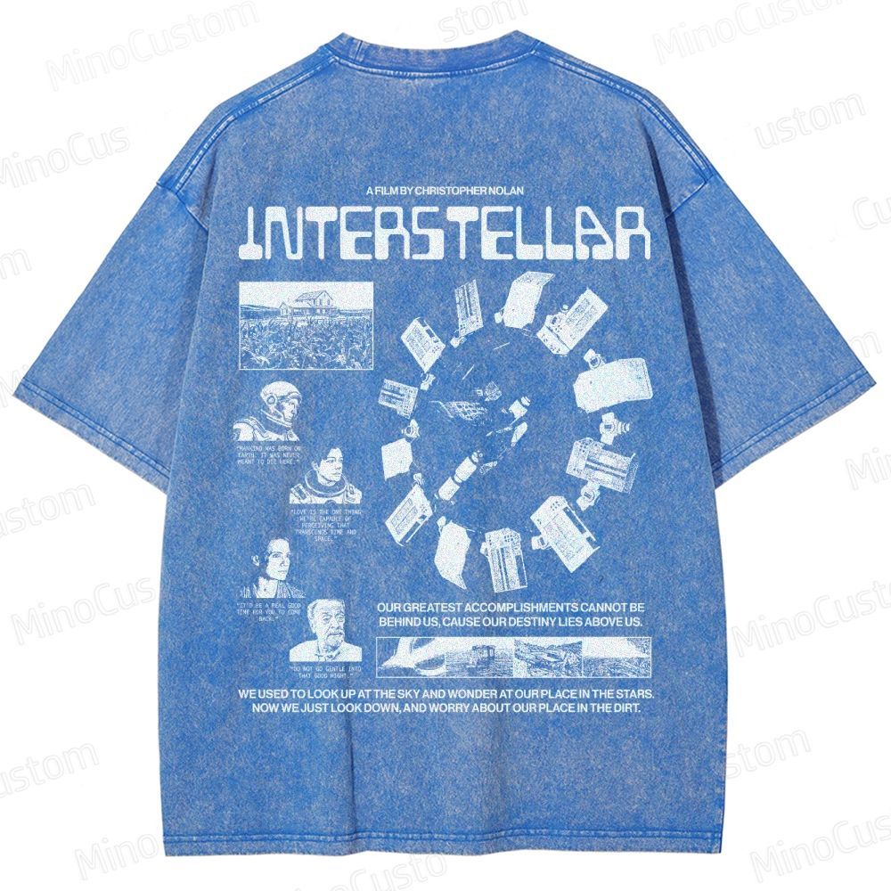 Interstellar Sci-Fi Quote Collage Washed T-Shirt 