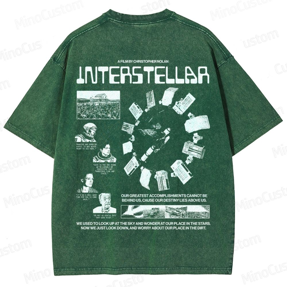 Interstellar Sci-Fi Quote Collage Washed T-Shirt 