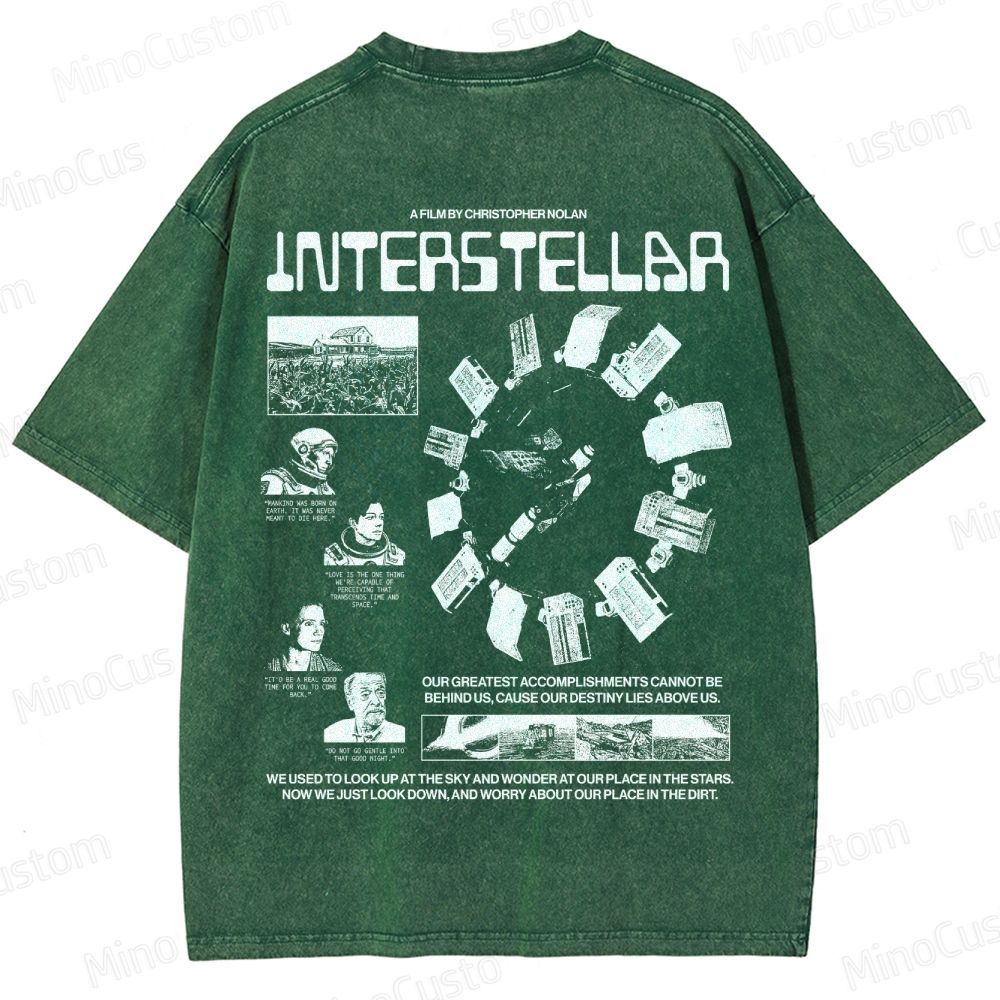 Interstellar Sci-Fi Quote Collage Washed T-Shirt 