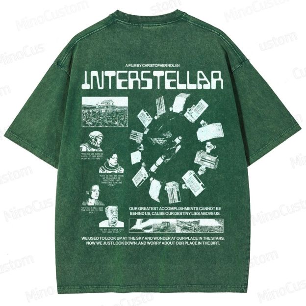 Interstellar Sci-Fi Quote Collage Washed T-Shirt 