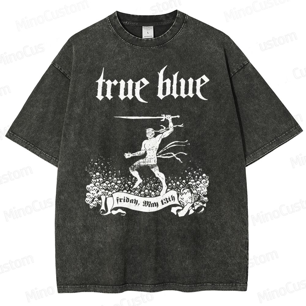 True Blue Gothic Warrior Graphic Washed T-Shirt