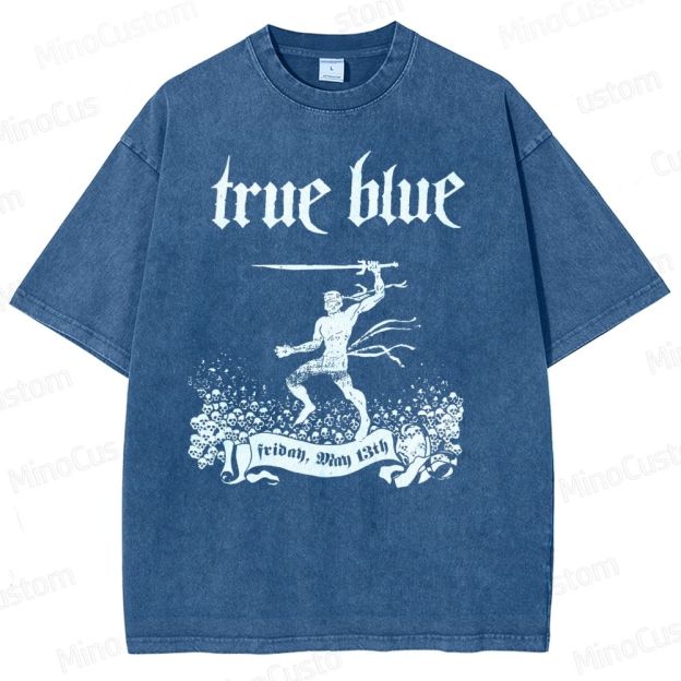 True Blue Gothic Warrior Graphic Washed T-Shirt