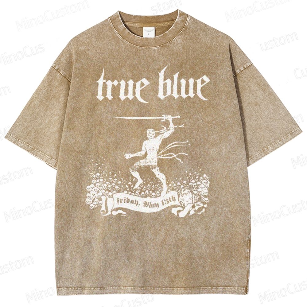 True Blue Gothic Warrior Graphic Washed T-Shirt