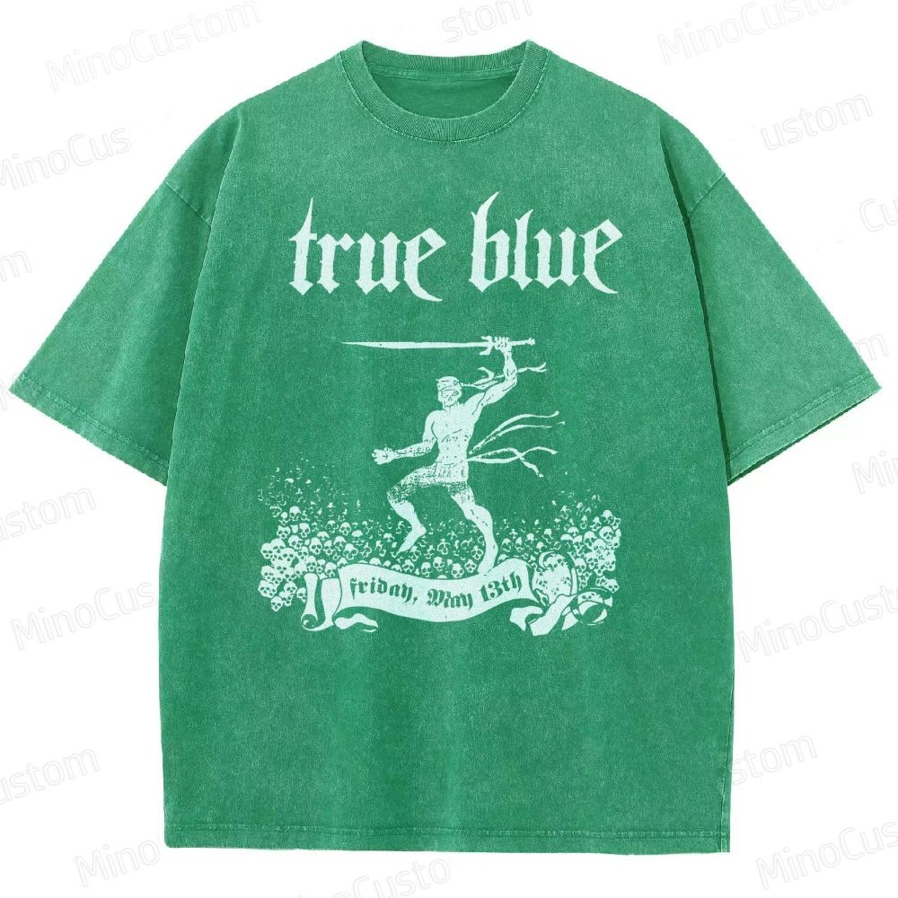 True Blue Gothic Warrior Graphic Washed T-Shirt