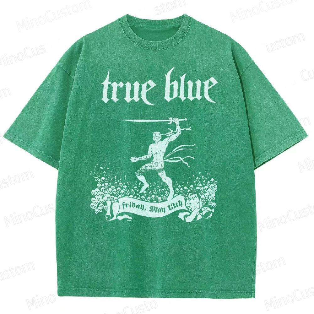 True Blue Gothic Warrior Graphic Washed T-Shirt