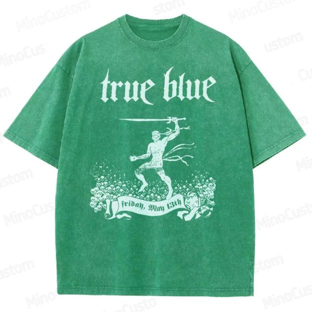 True Blue Gothic Warrior Graphic Washed T-Shirt
