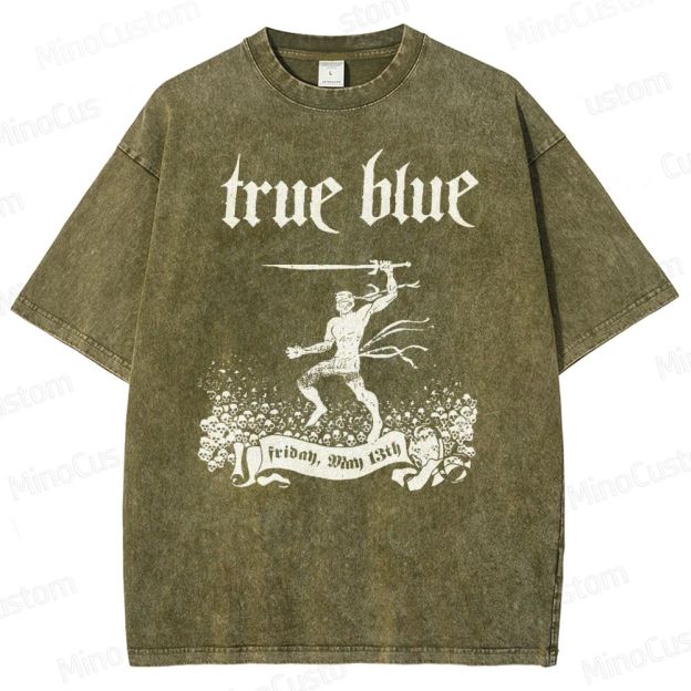 True Blue Gothic Warrior Graphic Washed T-Shirt