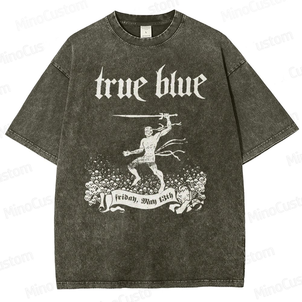 True Blue Gothic Warrior Graphic Washed T-Shirt