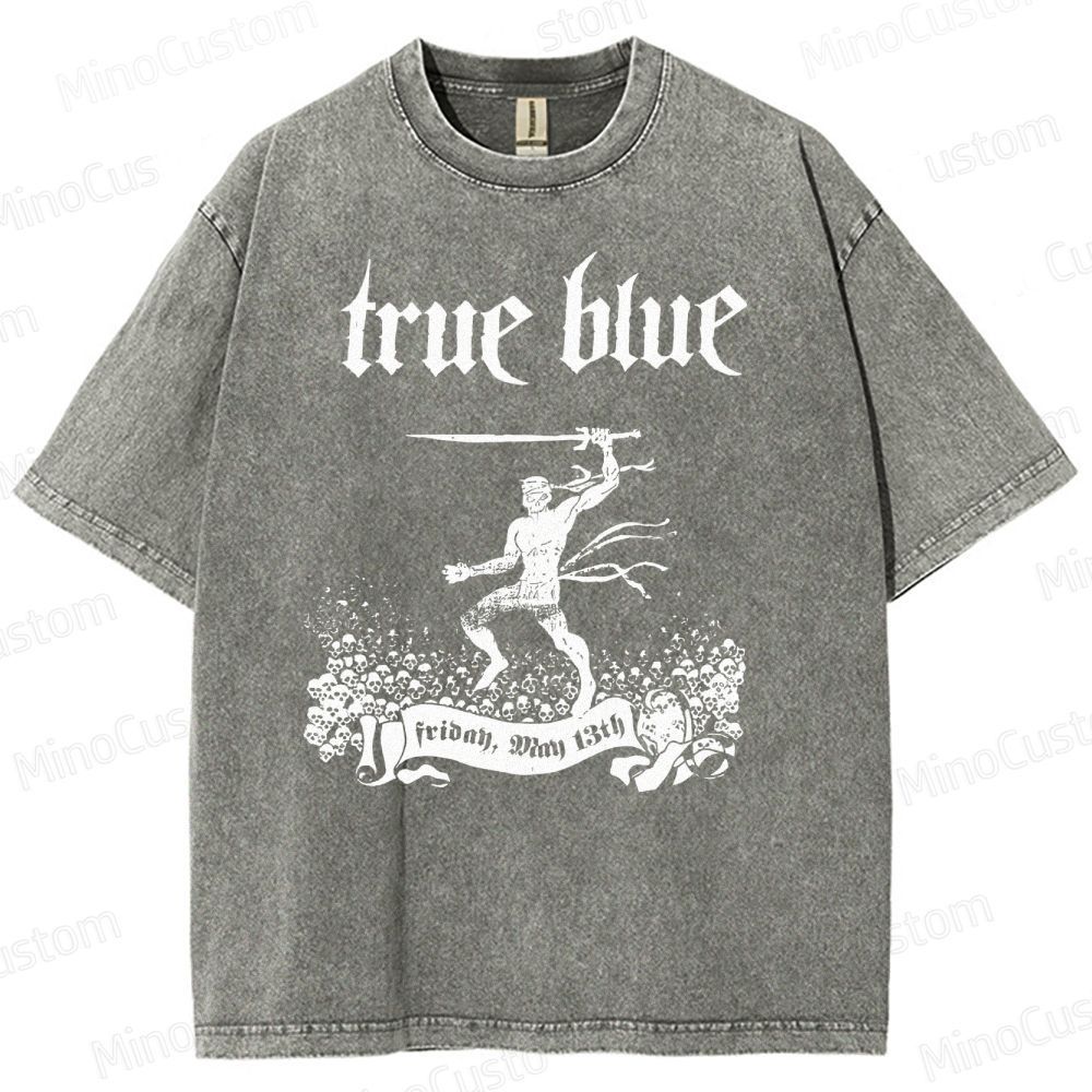 True Blue Gothic Warrior Graphic Washed T-Shirt