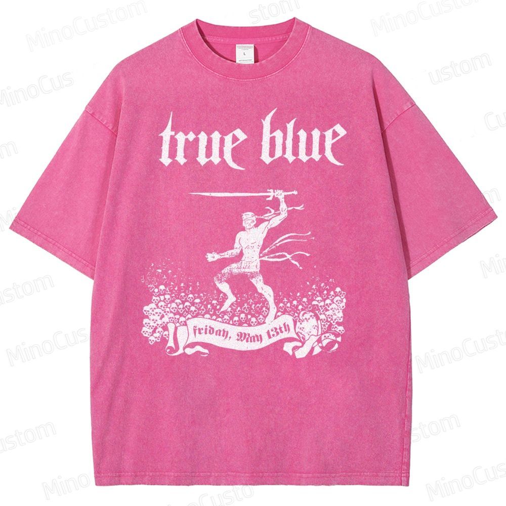 True Blue Gothic Warrior Graphic Washed T-Shirt
