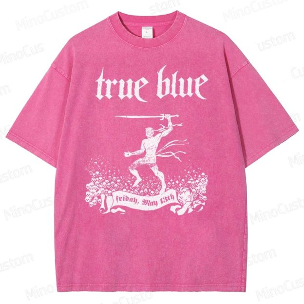 True Blue Gothic Warrior Graphic Washed T-Shirt