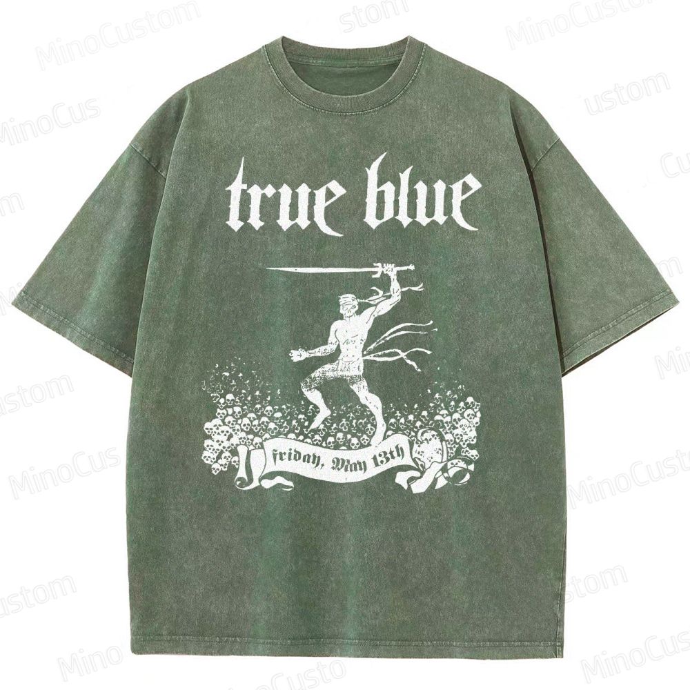 True Blue Gothic Warrior Graphic Washed T-Shirt