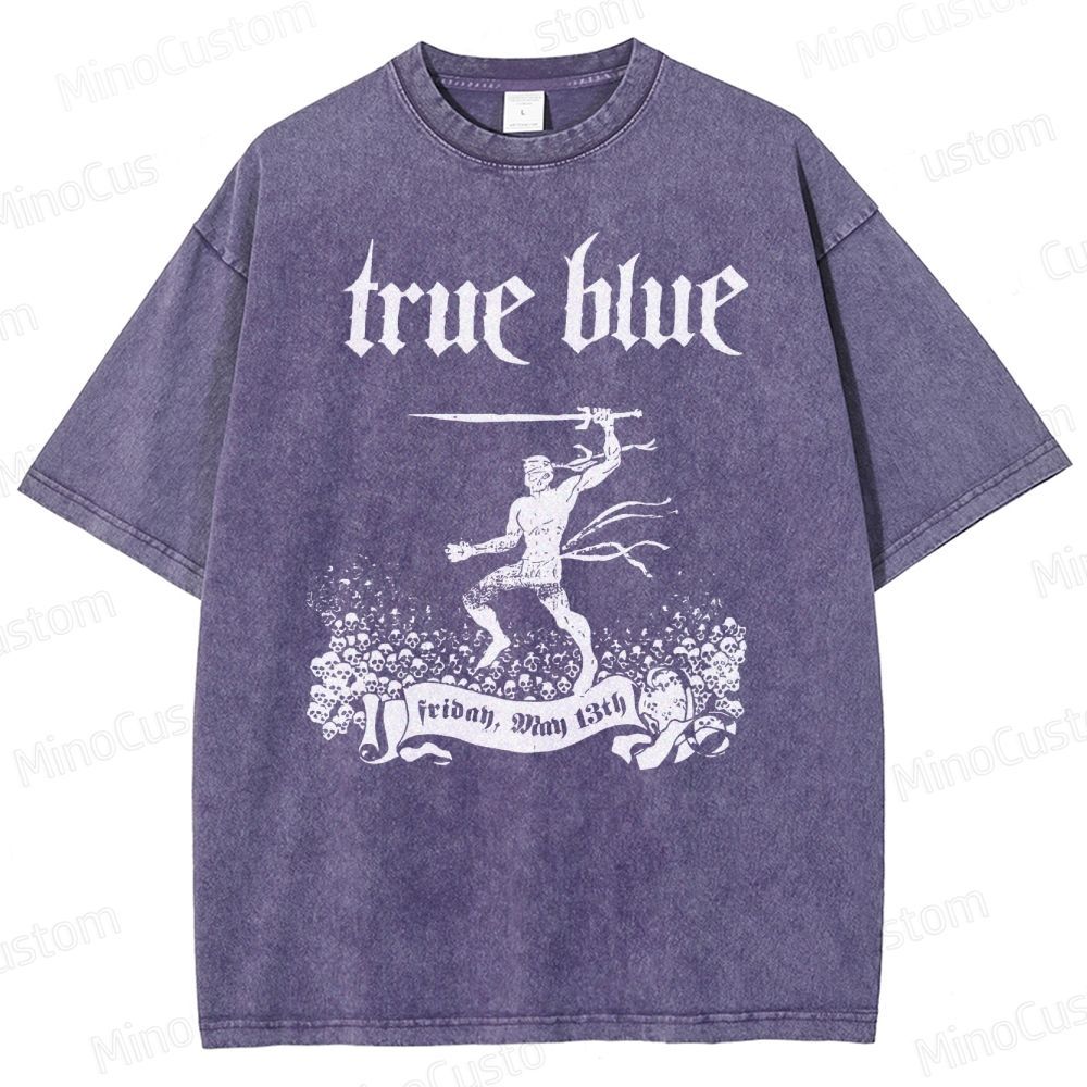 True Blue Gothic Warrior Graphic Washed T-Shirt