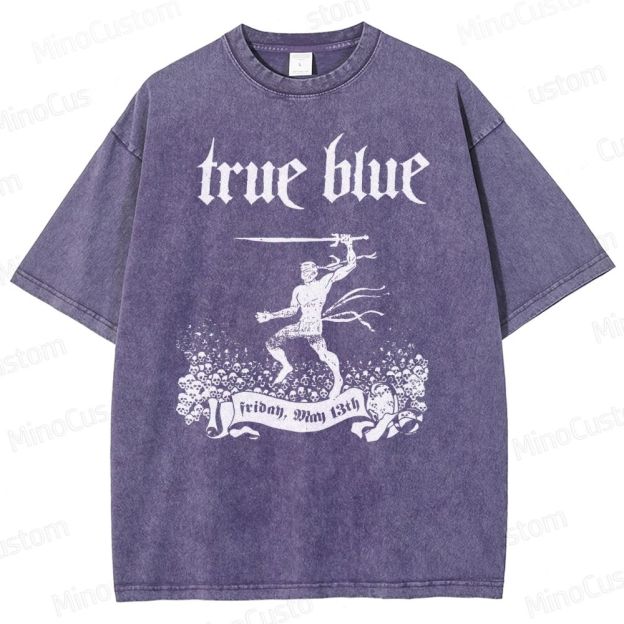 True Blue Gothic Warrior Graphic Washed T-Shirt